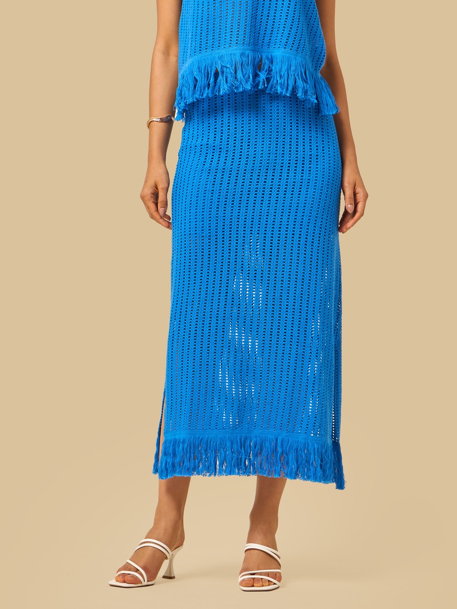 Textured Crochet Skirt with Fringes