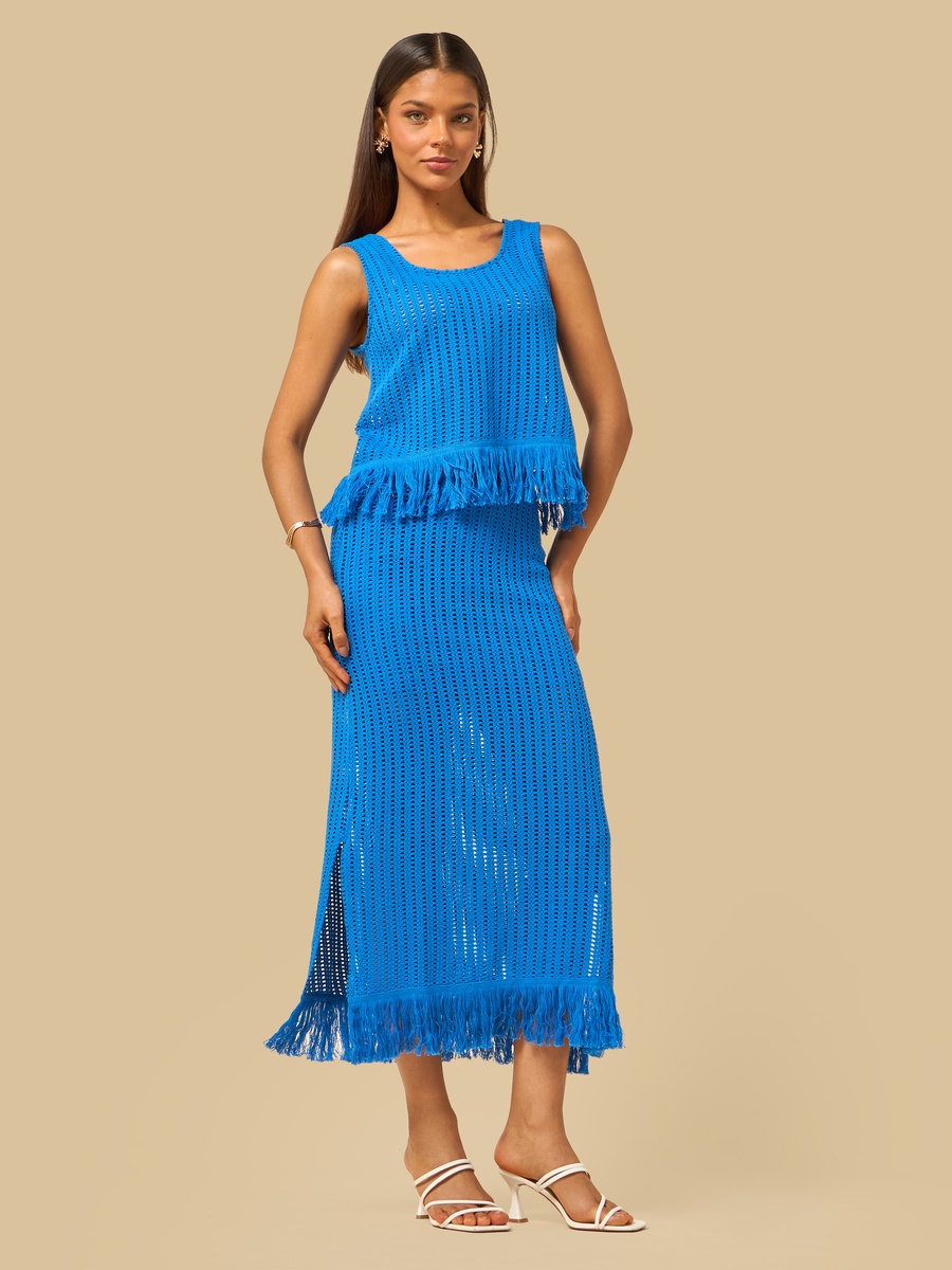 Textured Crochet Skirt with Fringes