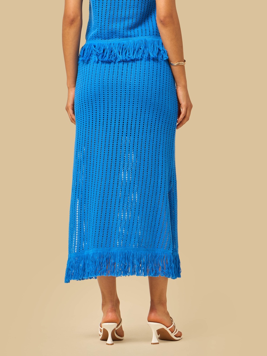 Textured Crochet Skirt with Fringes