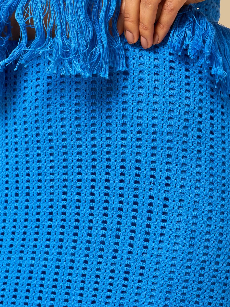 Textured Crochet Skirt with Fringes