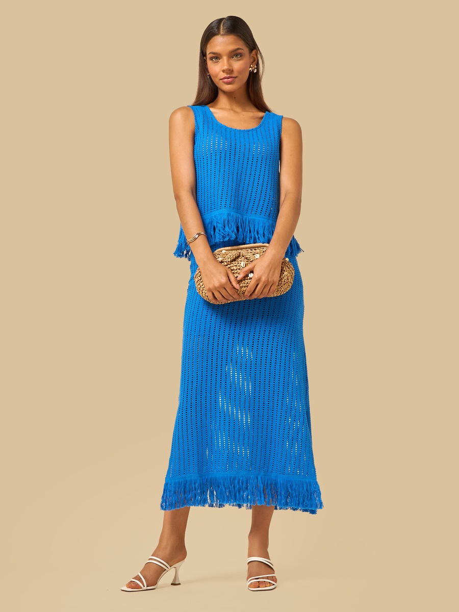 Textured Crochet Skirt with Fringes