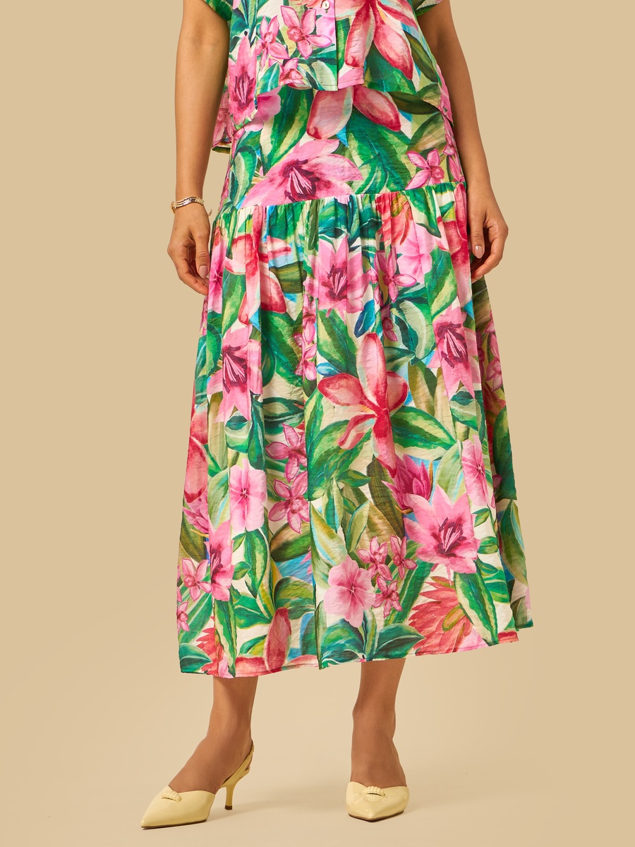 Floral Print Midi Skirt