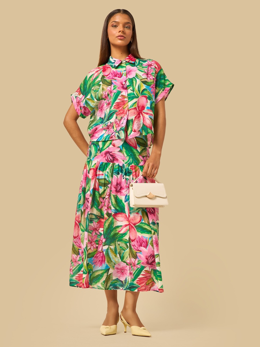 Floral Print Midi Skirt