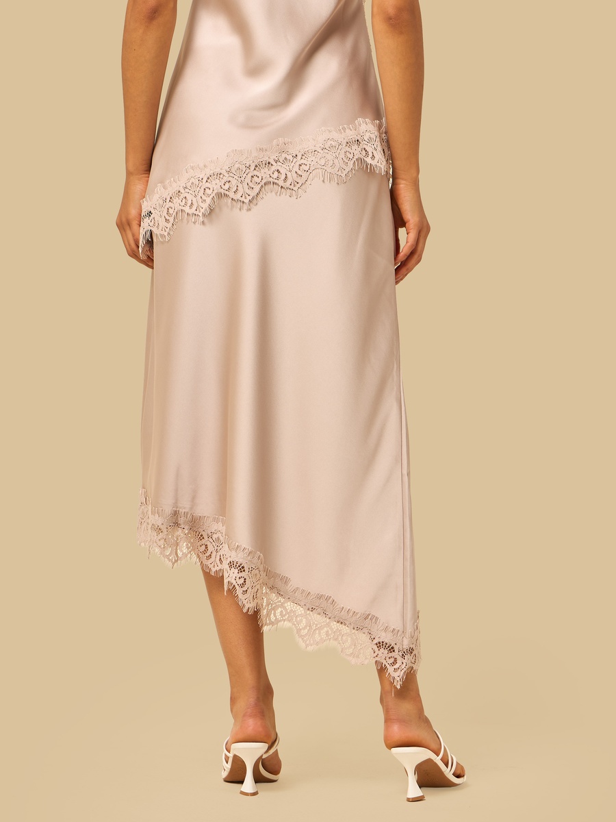 Lace Trim Asymmetric Skirt
