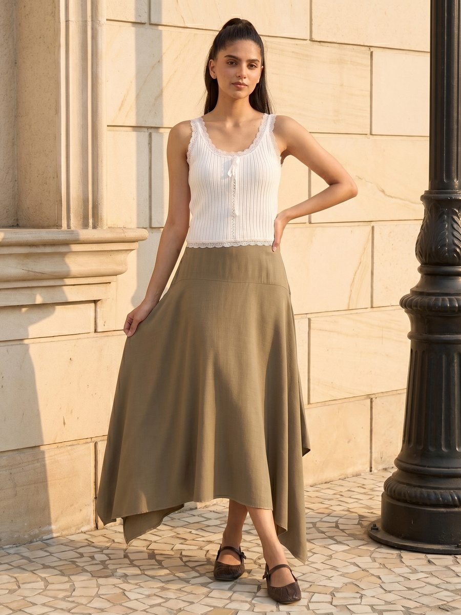 Asymmetric Midi Skirt