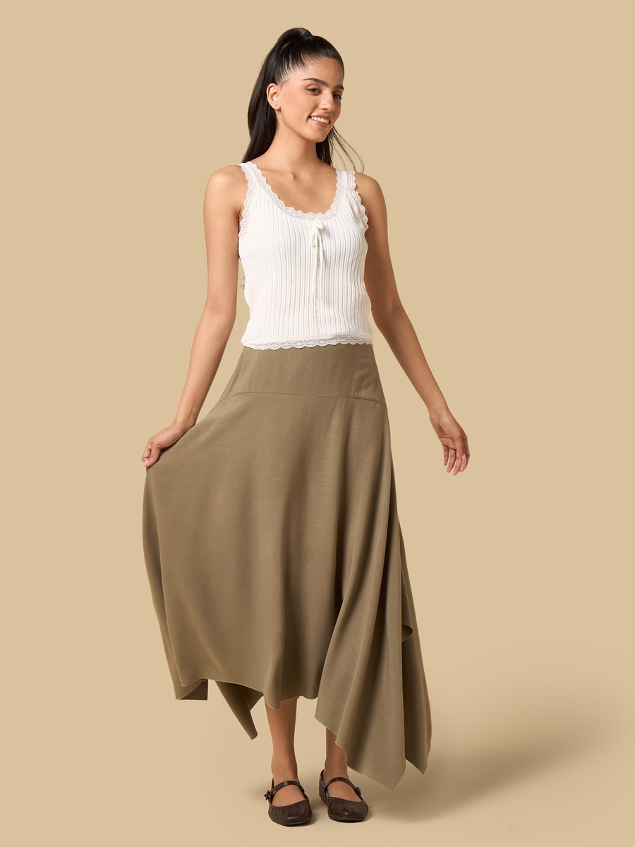 Asymmetric Midi Skirt