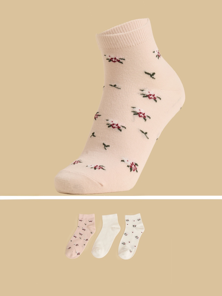 Pack of 3 - Floral Print Ankle Length Socks