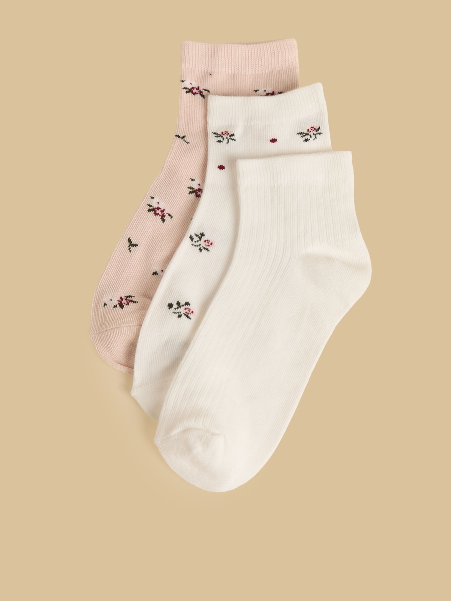 Pack of 3 - Floral Print Ankle Length Socks