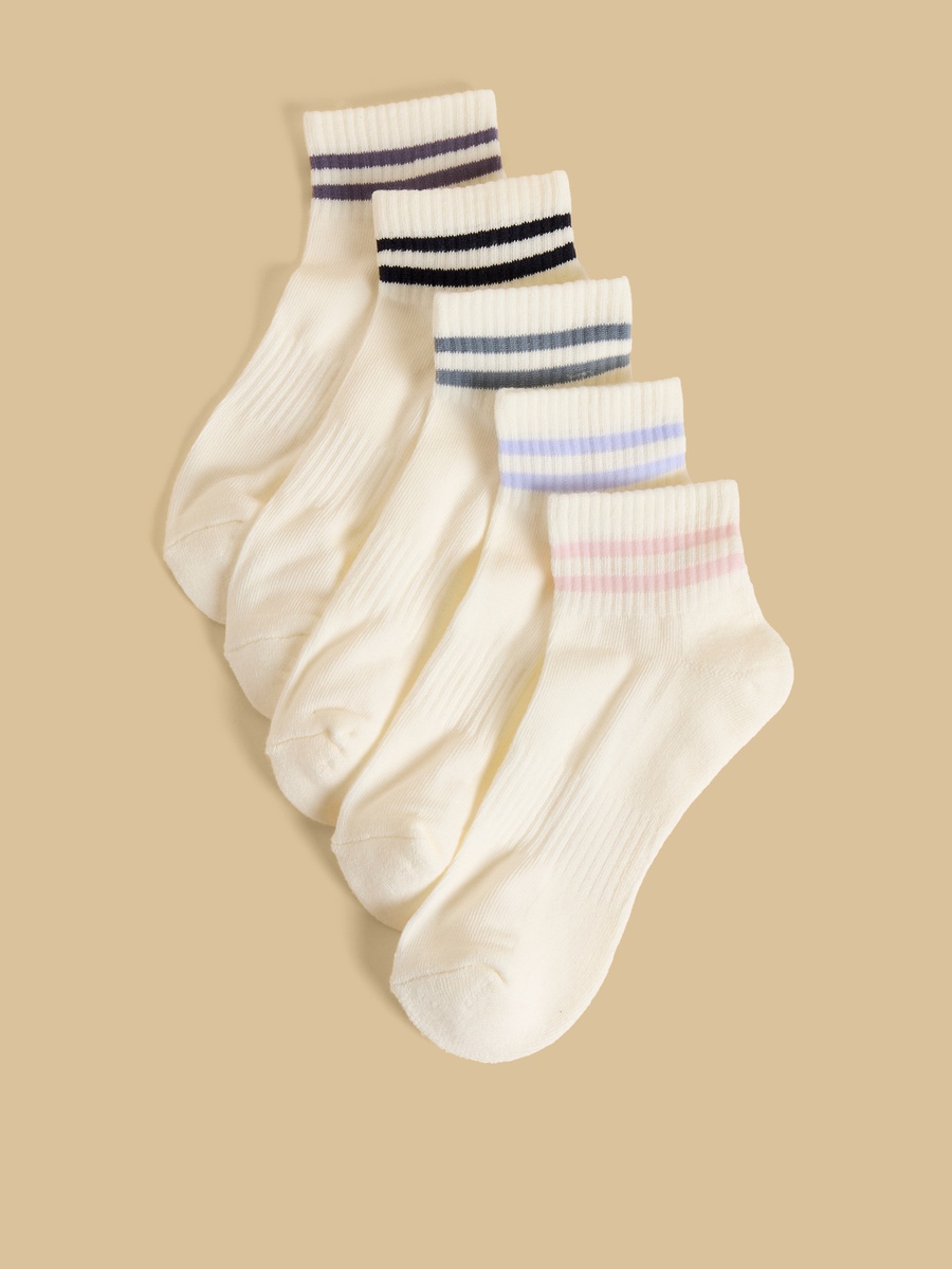 Pack of 5 - Striped Half Terry Ankle Length Sports Socks