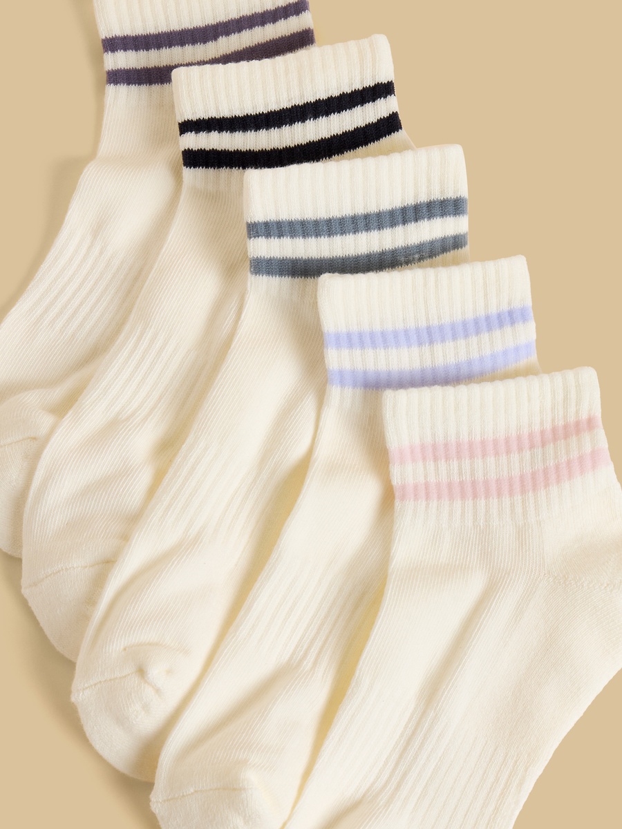 Pack of 5 - Striped Half Terry Ankle Length Sports Socks
