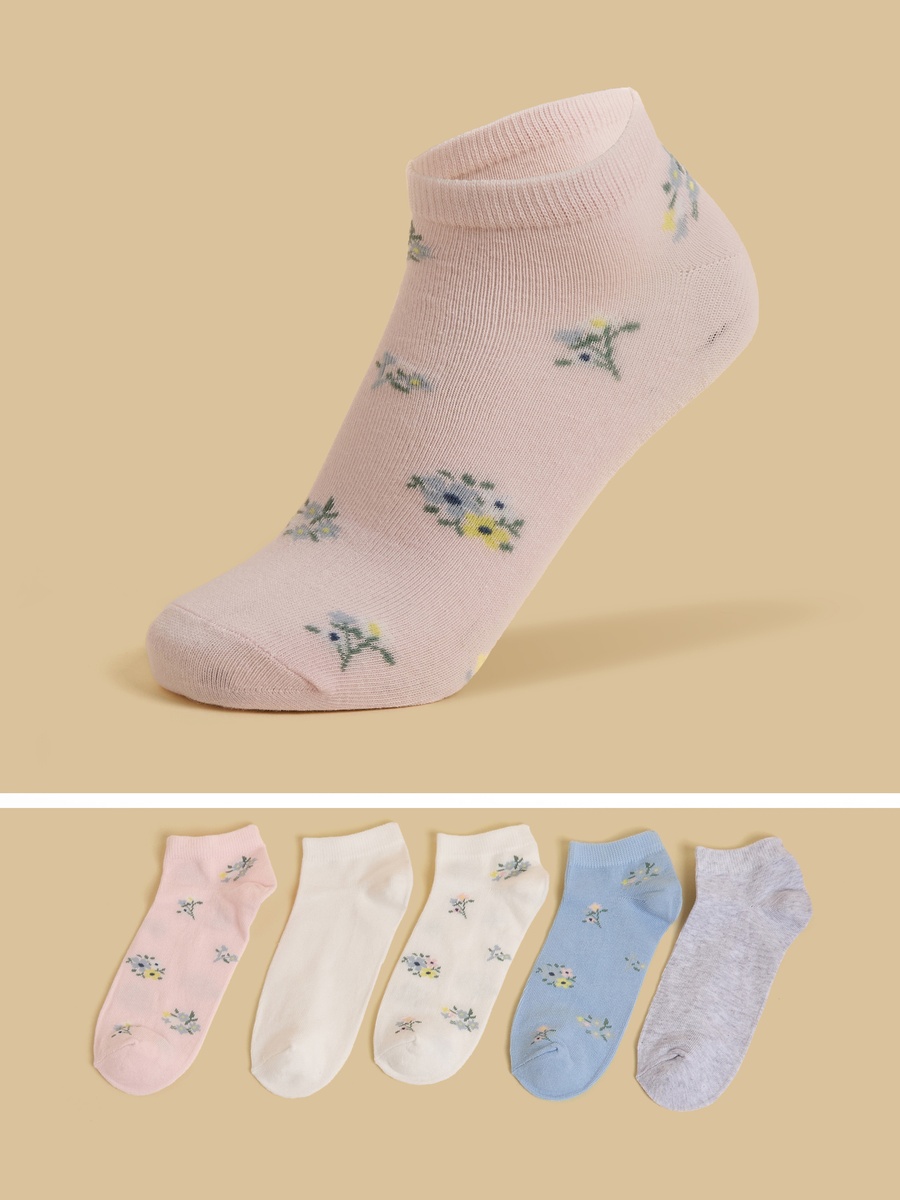 Pack of 5 - Floral Print Ankle Length Socks