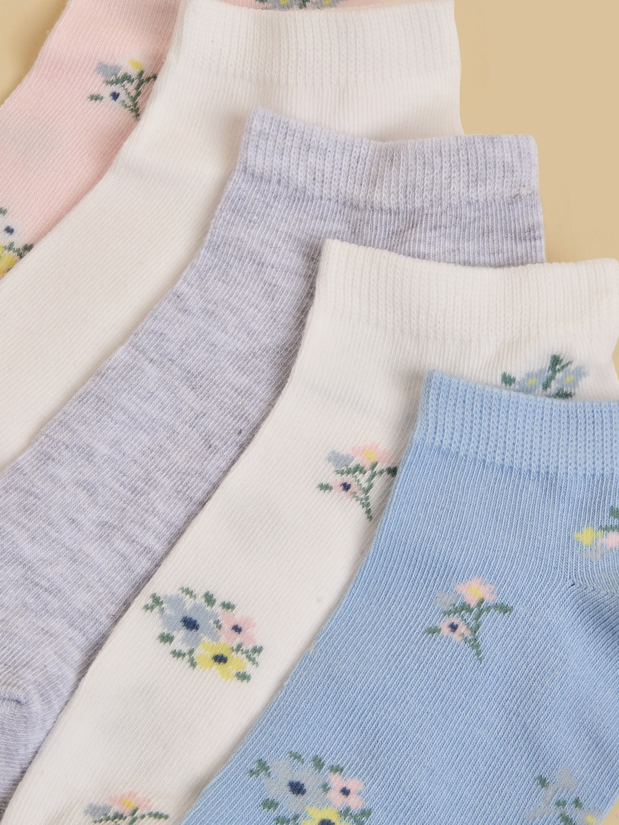 Pack of 5 - Floral Print Ankle Length Socks