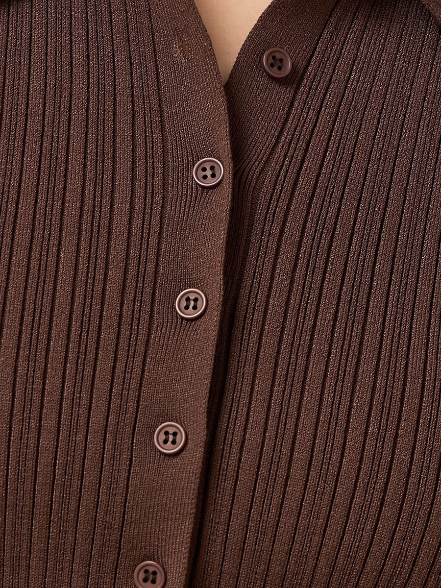 Ribbed Collared Cardigan