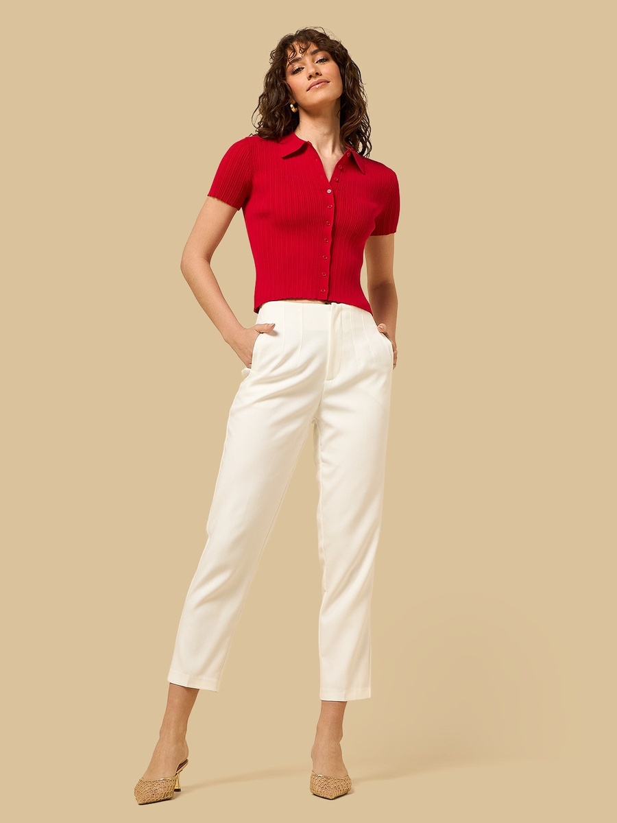 Ribbed Collared Cardigan
