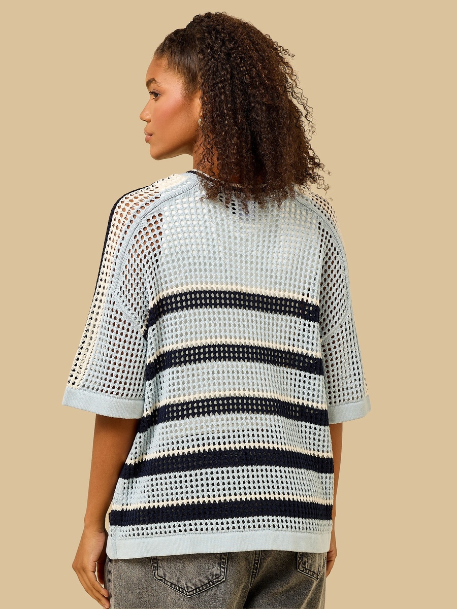 New York Giants Print Oversized Crochet T-Shirt