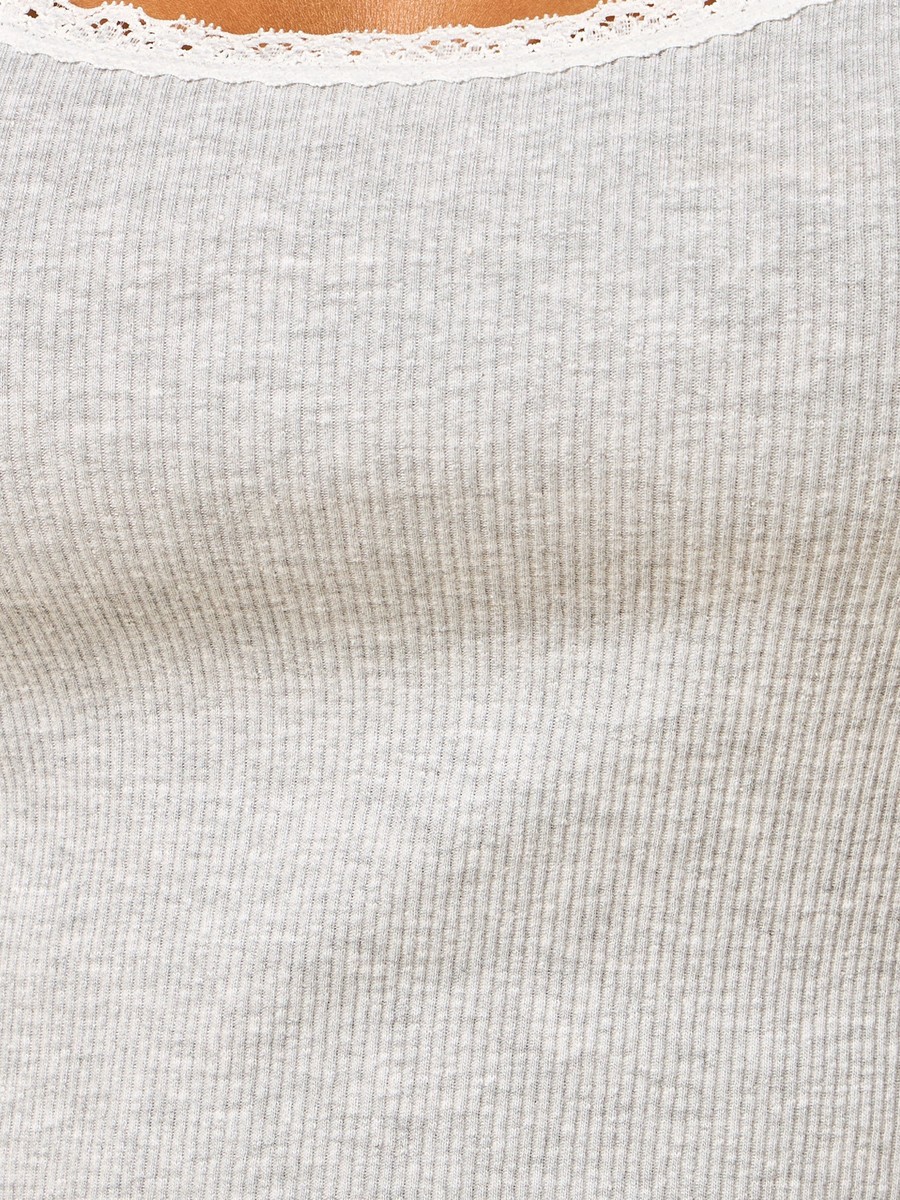 Ribbed Vest with Lace Inserts