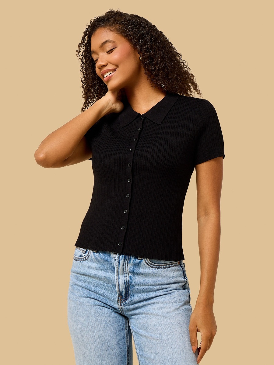Textured Polo Top