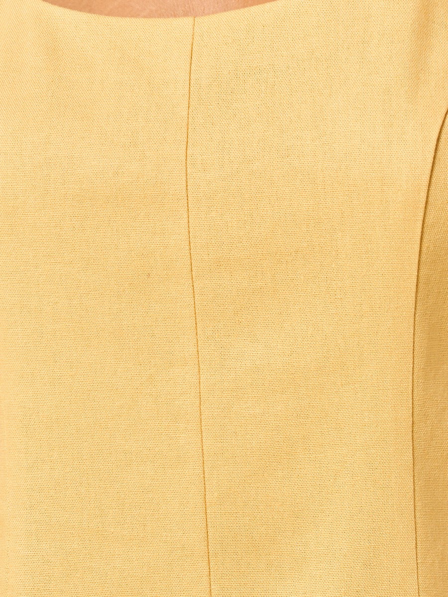 Linen Blend Square Neck Sleeveless Top