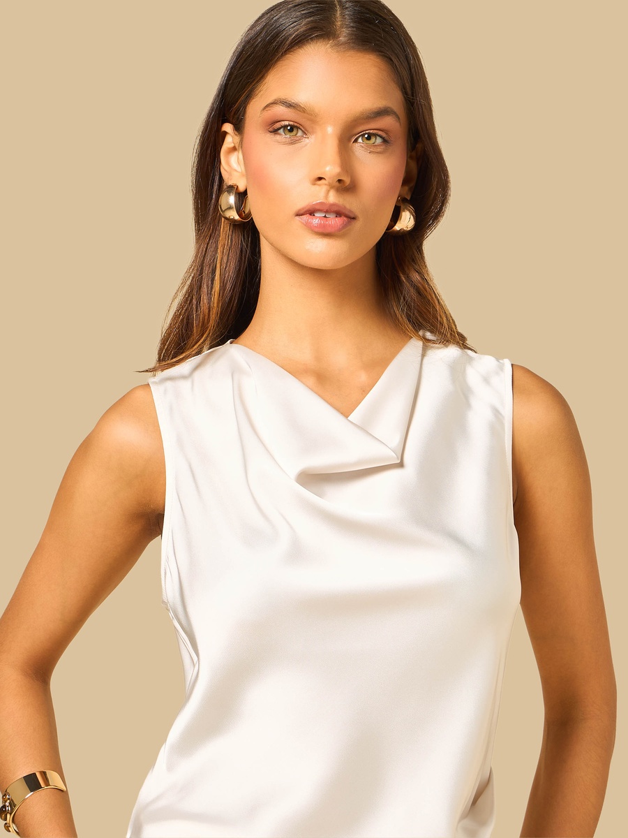 Satin Tunic with Fringed Hem