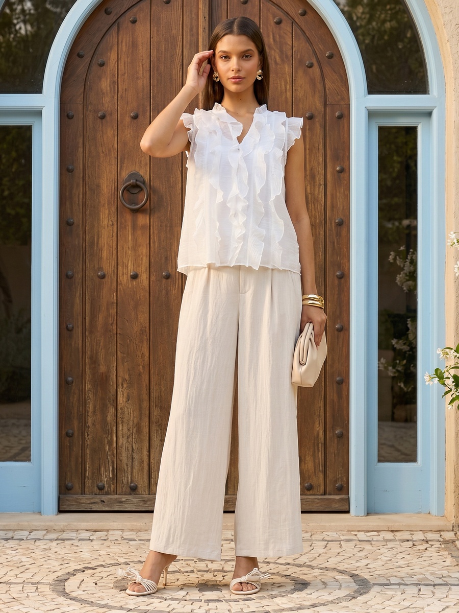 Ruffle Detail Sleeveless Top