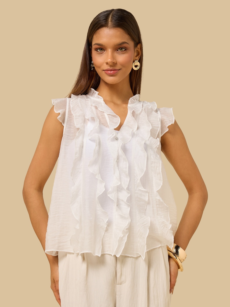 Ruffle Detail Sleeveless Top