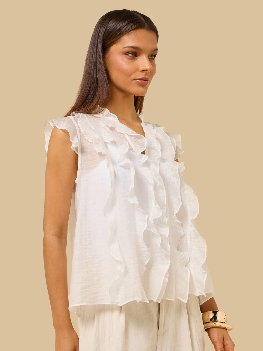 Ruffle Detail Sleeveless Top