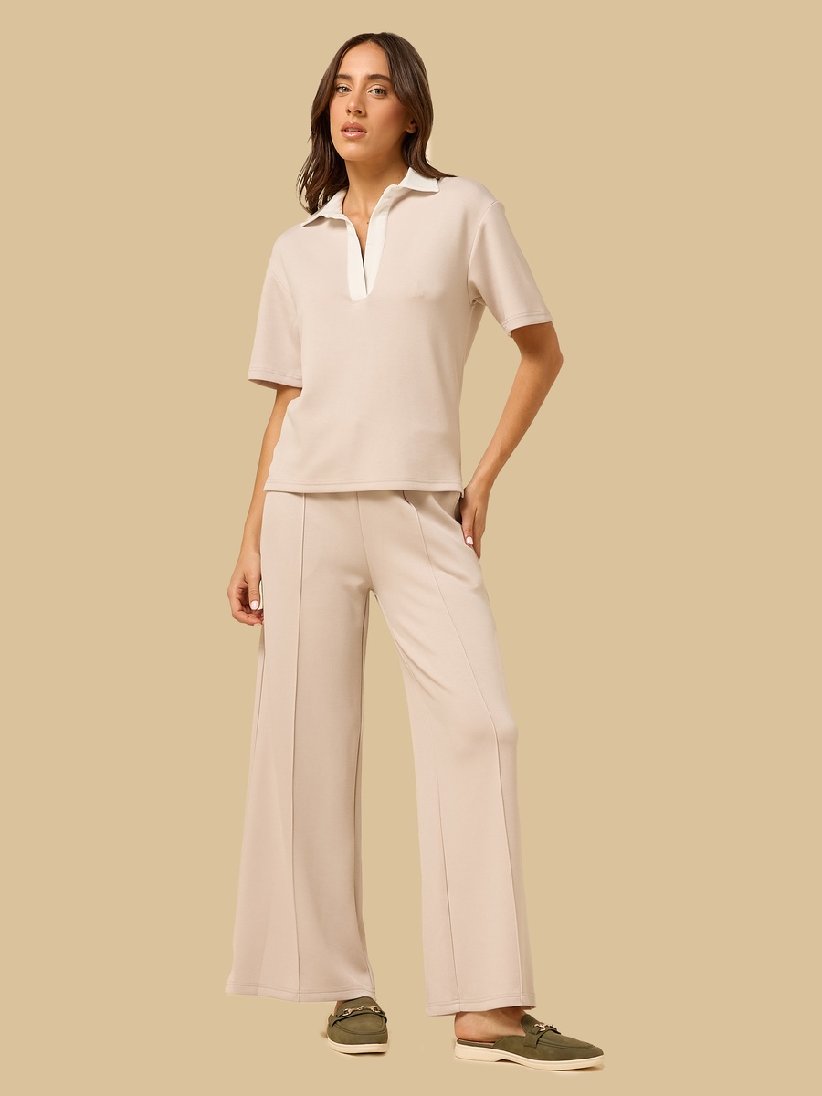 Contrast Johnny Collar Polo Top