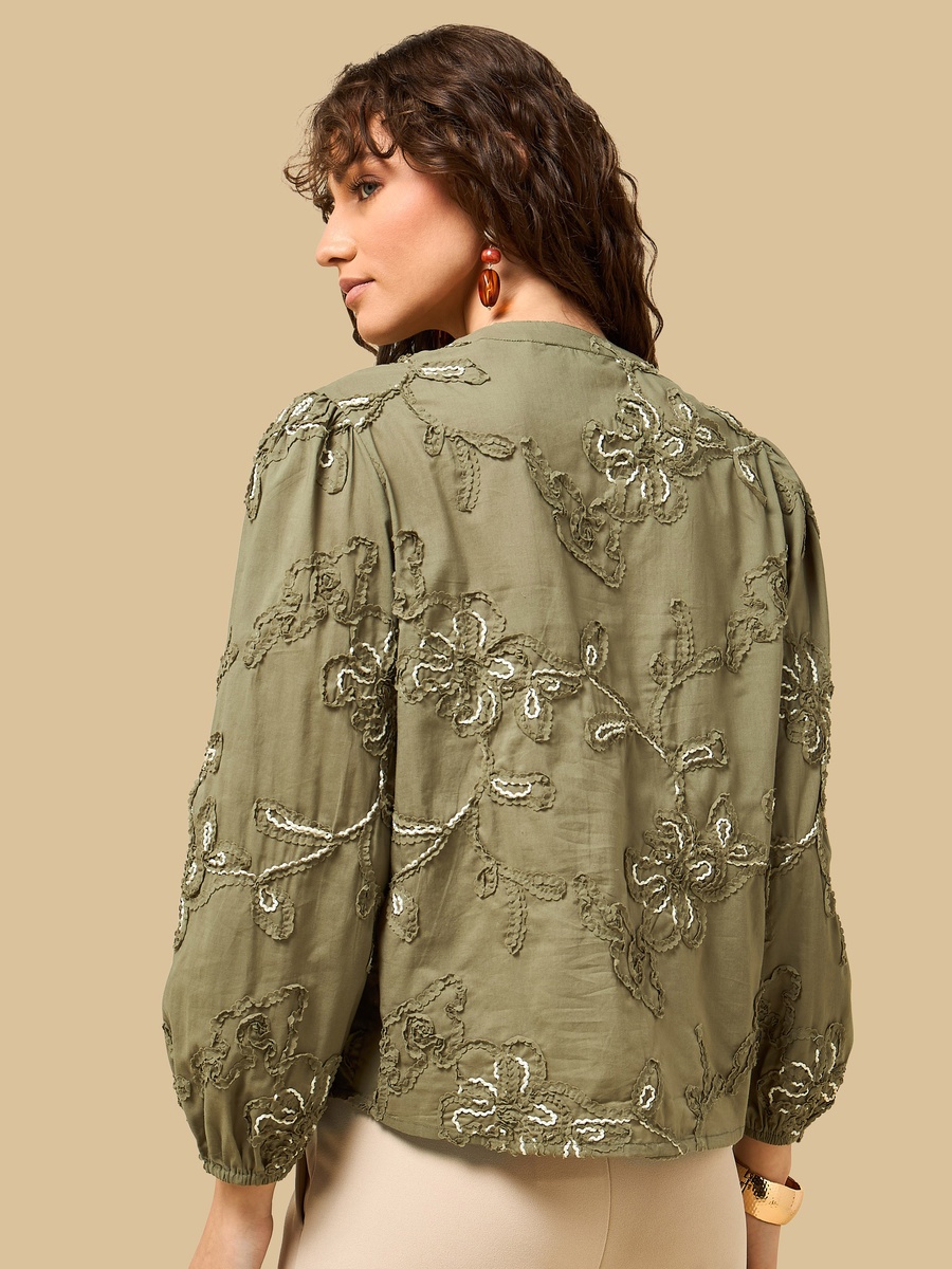 Cord Embroidered Top