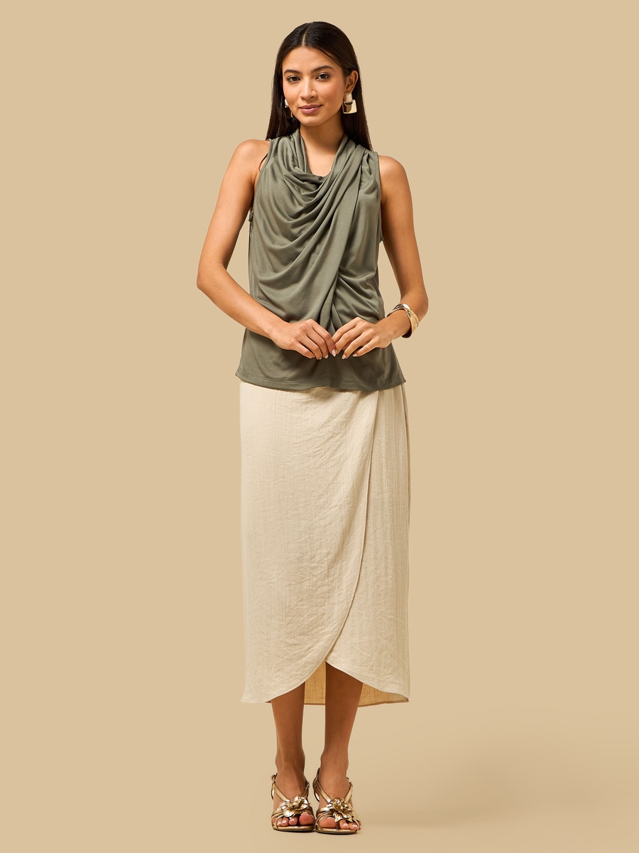 Cowl Neck Sleeveless Drape Top