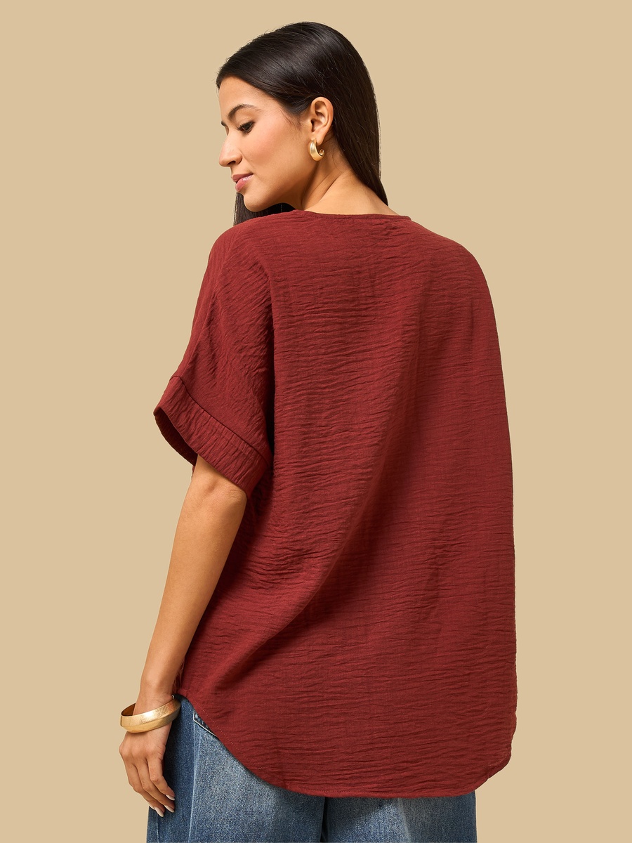 Textured V Neck Top