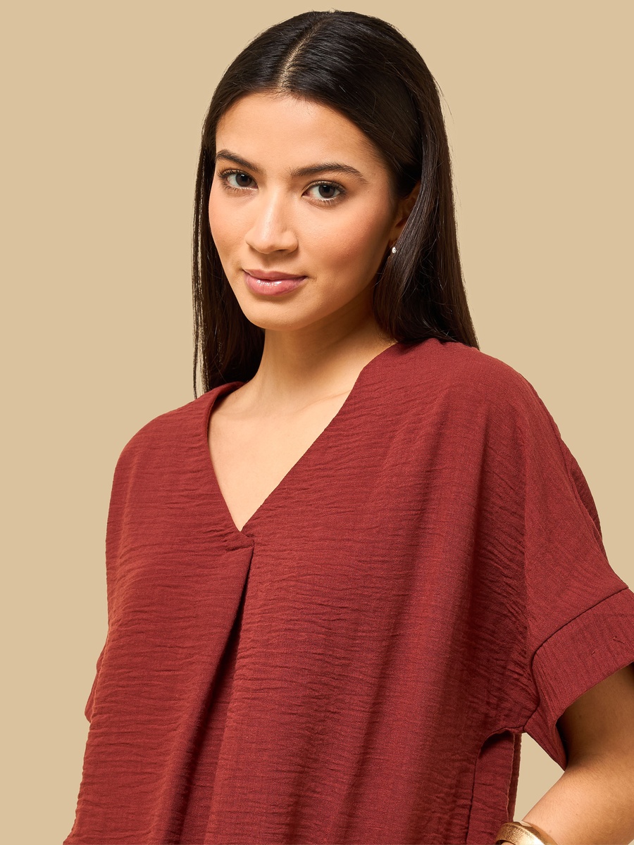 Textured V Neck Top