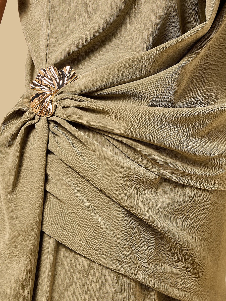 Metal Accent Sleeveless Draped Top
