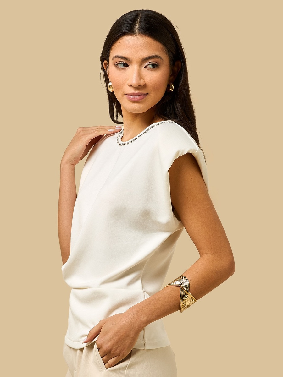 Embellished Neck Top