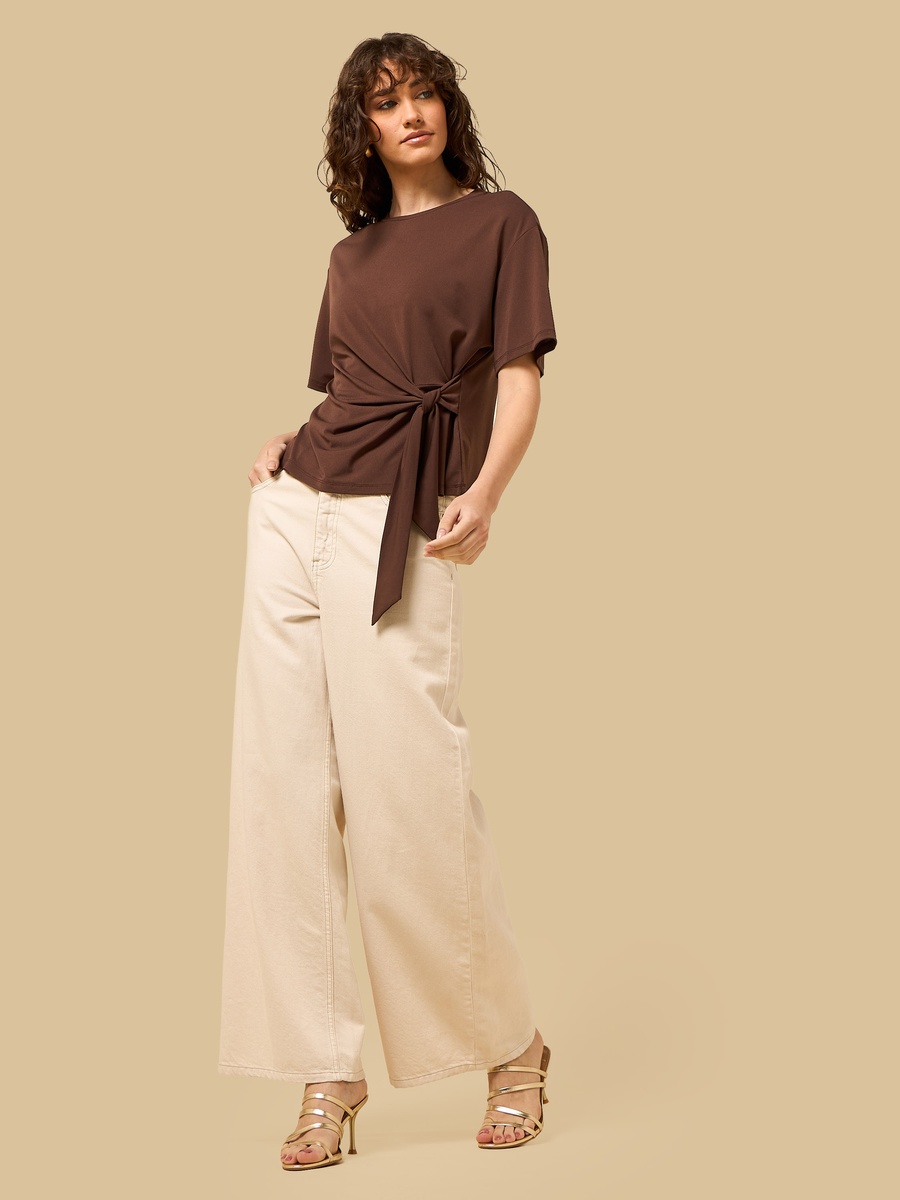 Front Knot Drop Sleeves Top