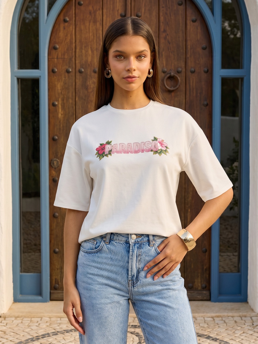 تيشيرت مزين بالترتر