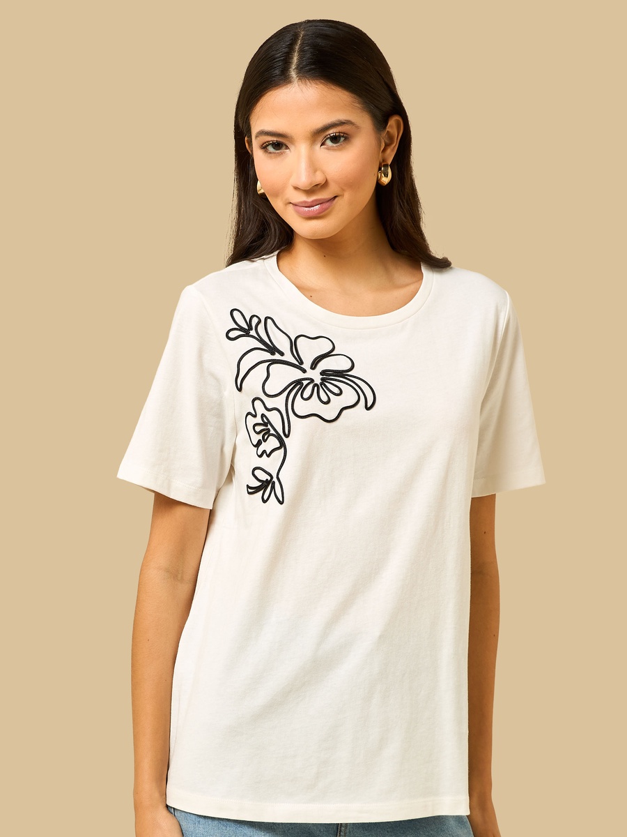 Floral Embroidered T-Shirt