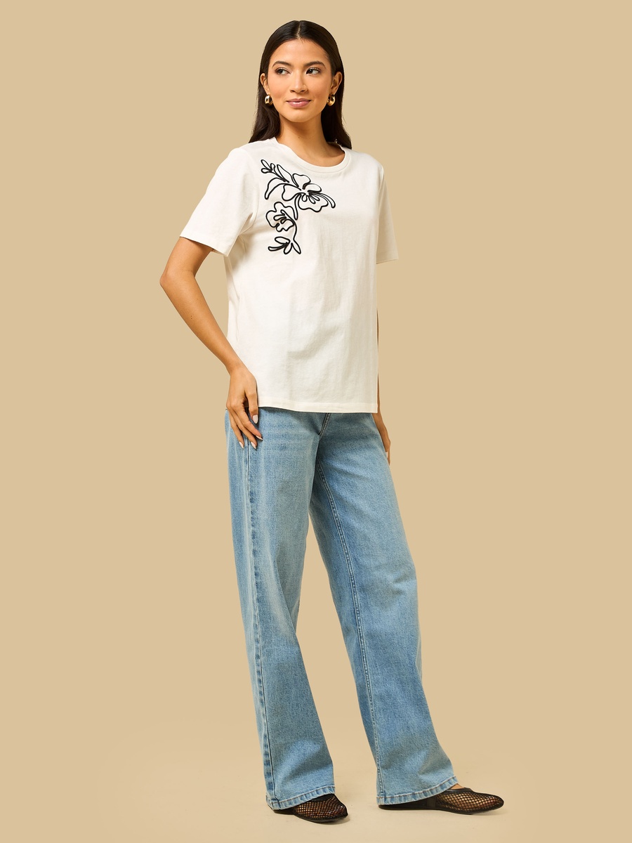 Floral Embroidered T-Shirt