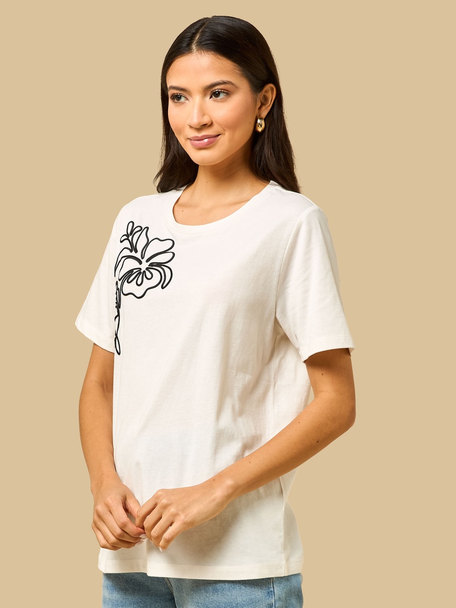 Floral Embroidered T-Shirt