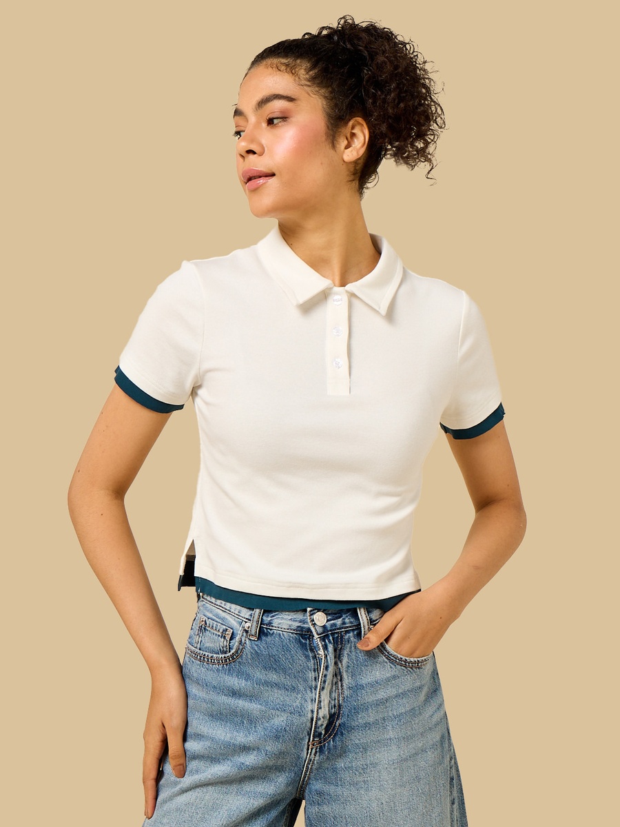 Contrast Trim Polo T-Shirt