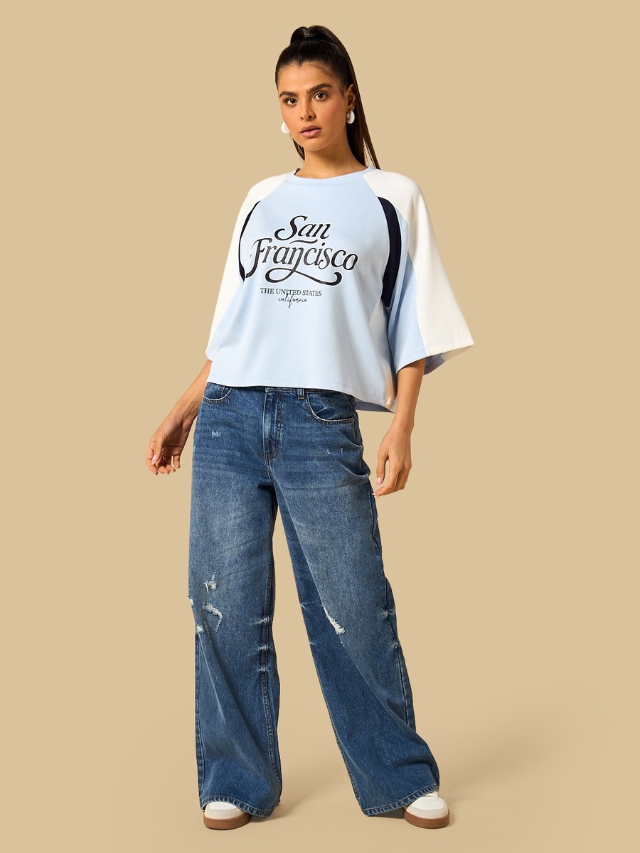 San Francisco Print T-Shirt with Raglan Sleeves