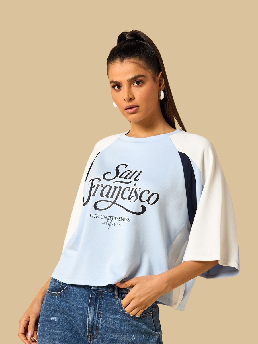 San Francisco Print T-Shirt with Raglan Sleeves