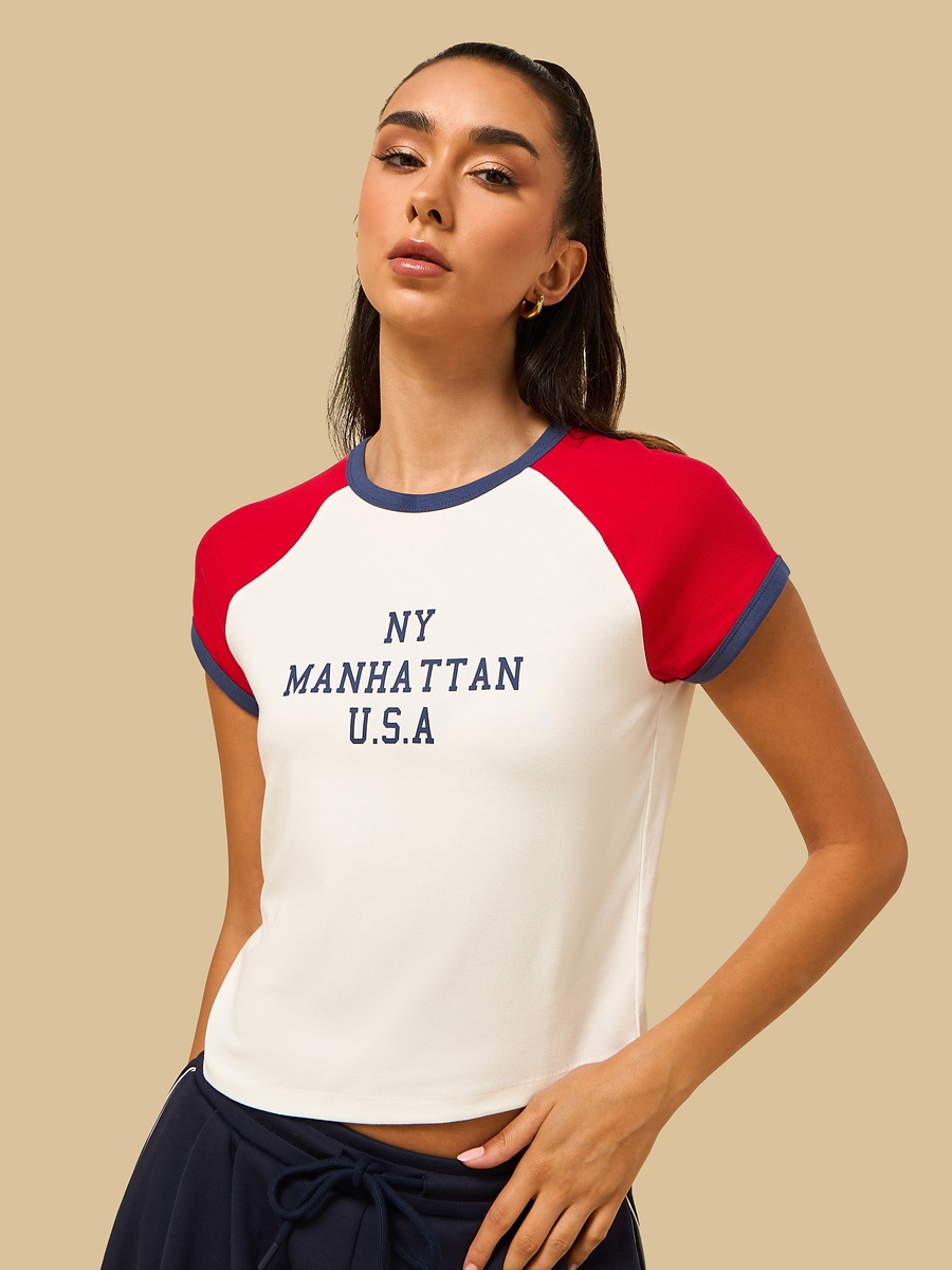 Manhattan Print Raglan Sleeves T-Shirt