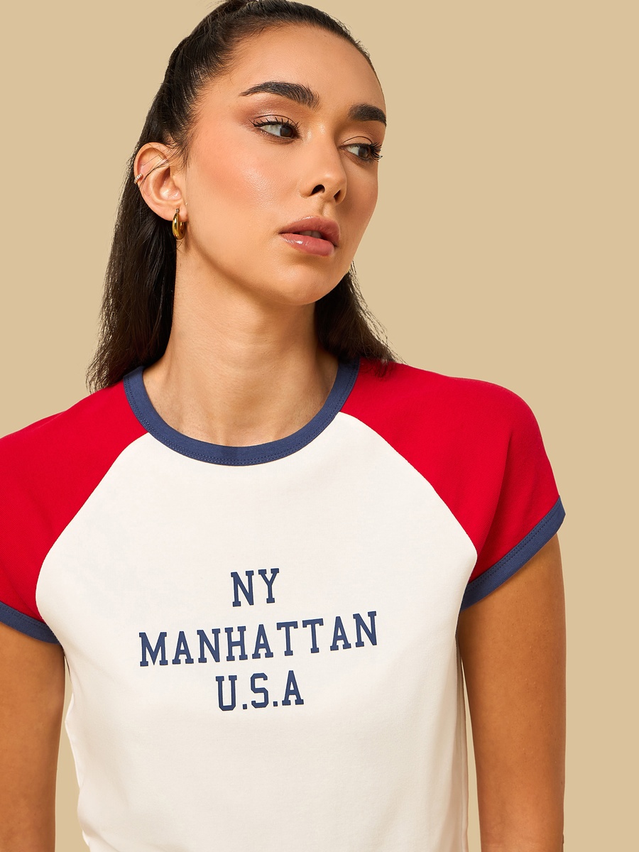 Manhattan Print Raglan Sleeves T-Shirt