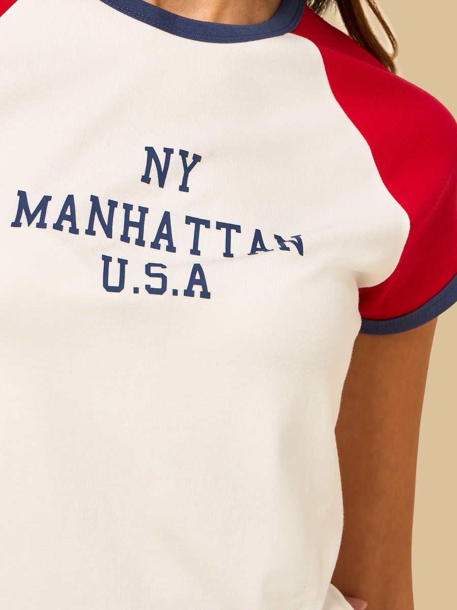 Manhattan Print Raglan Sleeves T-Shirt