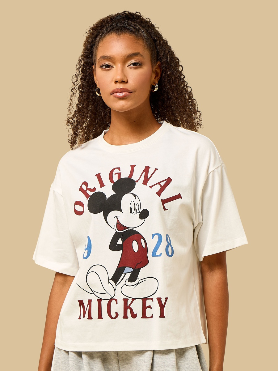 Mickey Mouse Print Oversized T-Shirt