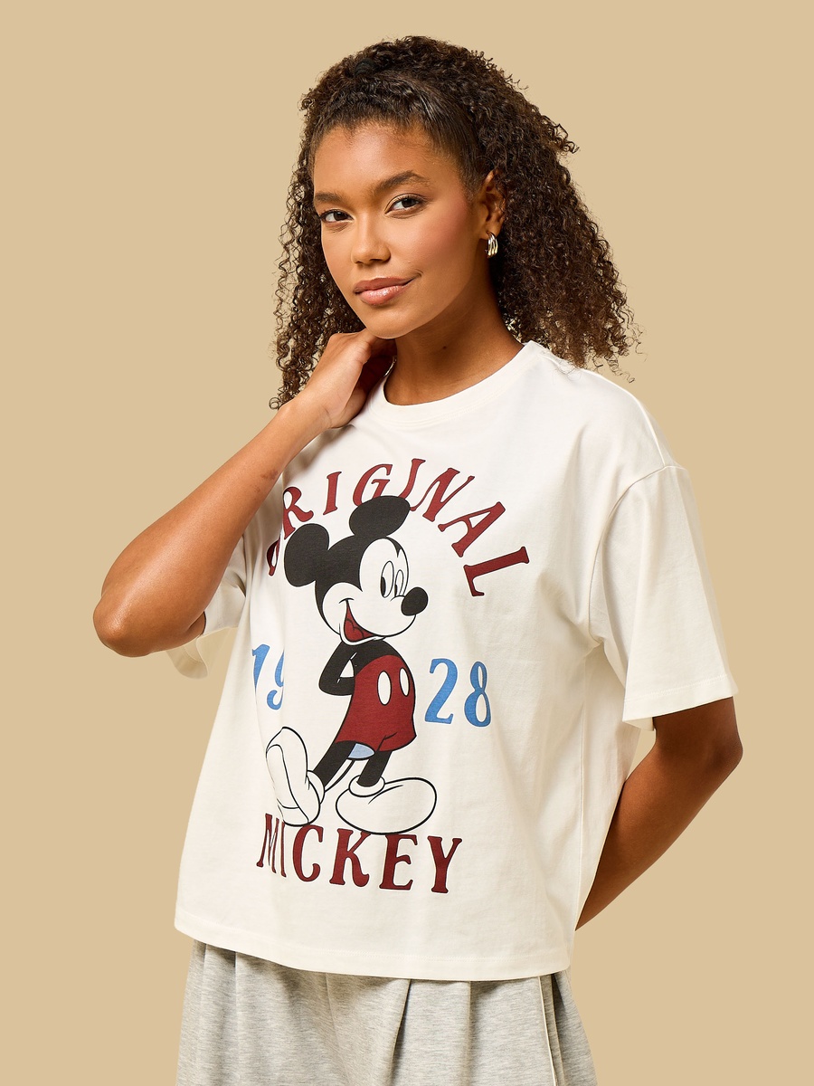 Mickey Mouse Print Oversized T-Shirt