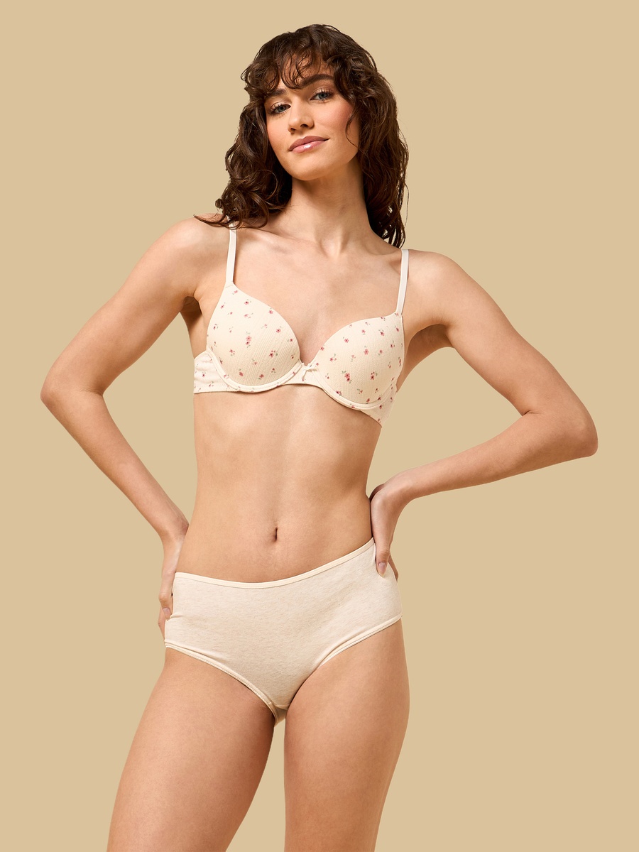 Pack of 3 - Pointelle Padded Wired Plunge Bra