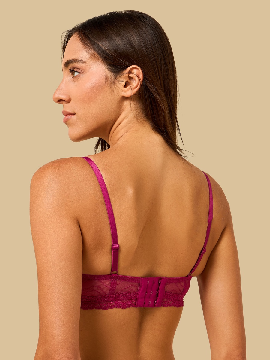 Lace Trim Jacquard Wired Demi Bra