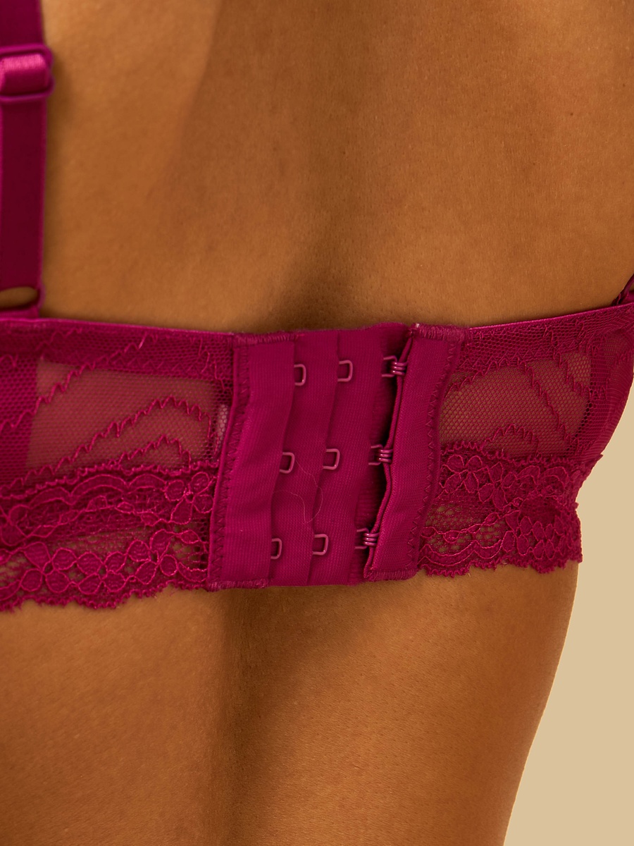 Lace Trim Jacquard Wired Demi Bra