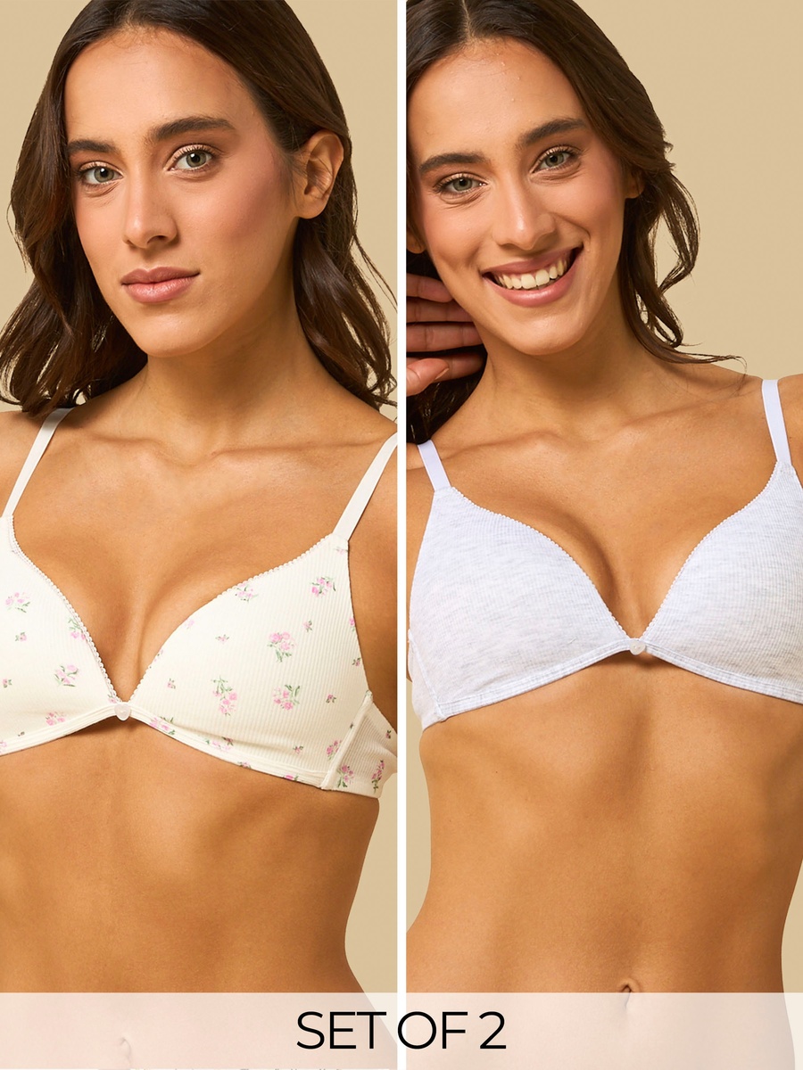 Pack of 2 - Assorted Padded Non-Wired A-Frame Bra